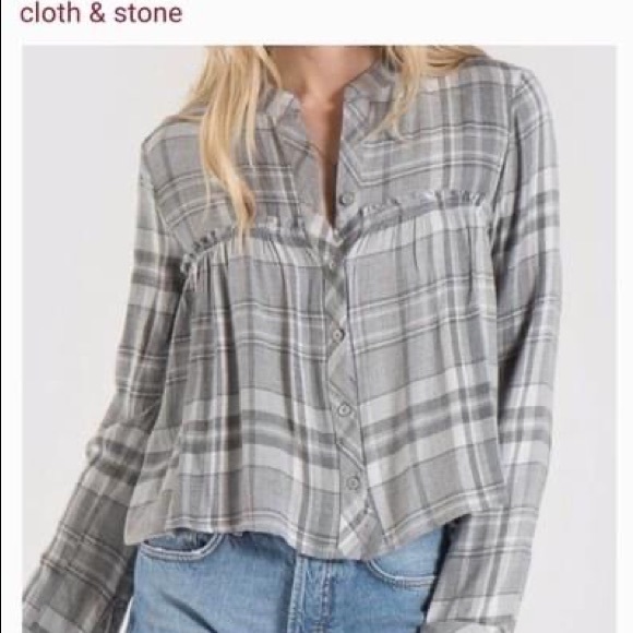 Cloth & Stone - plaid top - size small.  Like new - Picture 1 of 6